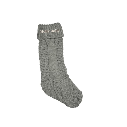 18" Holly Jolly Cable Knit Stocking